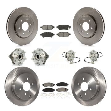 Front Rear Hub Bearing Assembly Disc Brake Rotor And Pad Kit (10Pc) For Nissan Pathfinder KBB-109836