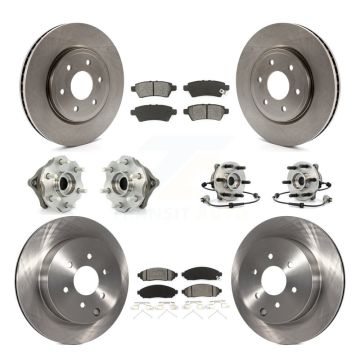 Front Rear Hub Bearing Assembly Disc Brake Rotor And Pad Kit (10Pc) For Nissan Pathfinder KBB-109838