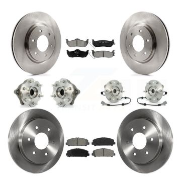 Front Rear Hub Bearing Brake Rotor Pads Kit (10Pc) For 08 Nissan Armada With Internal ABS KBB-109841