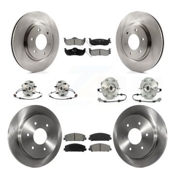 Front Rear Hub Bearing Disc Brake Rotor & Pads Kit (10Pc) For Nissan Armada INFINITI QX56 KBB-109848