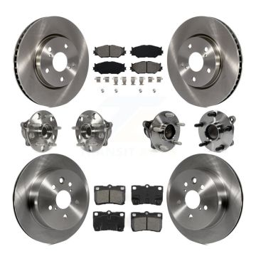Front Rear Hub Bearing Brake Rotor & Pads Kit (10Pc) For 2010-2013 Lexus IS250 C with RWD KBB-109857
