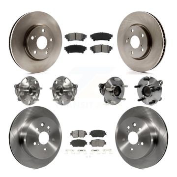 Front Rear Hub Bearing Disc Brake Rotor & Pad Kit (10Pc) For 2014 Lexus IS250 C F Sport KBB-109861