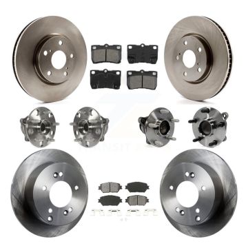 Front Rear Hub Bearing Disc Brake Rotor And Semi-Metallic Pads Kit (10Pc) For Lexus IS250 KBB-109862