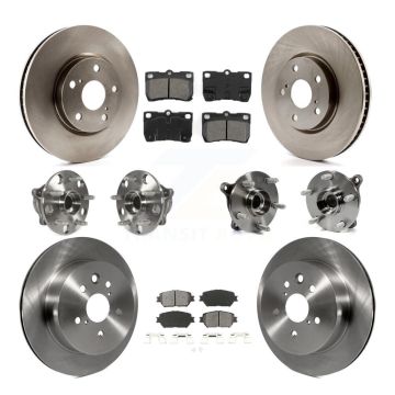 Front Rear Hub Bearings Disc Brake Rotors And Pads Kit (10Pc) For 2006 Lexus GS300 AWD KBB-109863