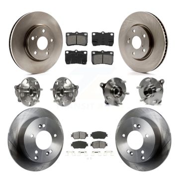 Front Rear Hub Bearing Disc Brake Rotor And Semi-Metallic Pads Kit (10Pc) For Lexus IS250 KBB-109864