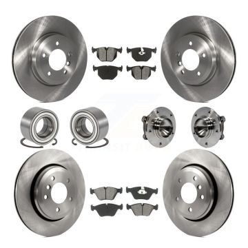 Front Rear Wheel Hub Bearing Disc Brake Rotor And Pads Shoe Kit (10Pc) For 2006 BMW 330Ci KBB-109869