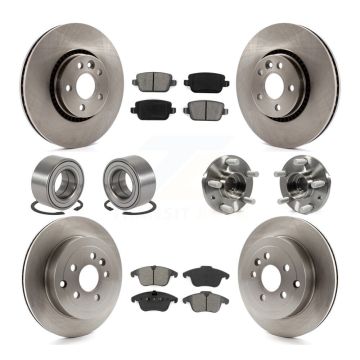 Front Rear Hub Bearing Disc Brake Rotor Pads Shoe Kit (10Pc) For 2008-2011 Land Rover LR2 KBB-109872