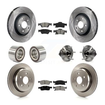 Front Rear Hub Bearing Disc Brake Rotor & Pads Shoe Kit (10Pc) For Jeep Grand Cherokee WK KBB-109874