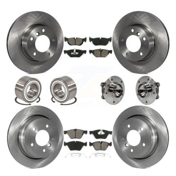 Front Rear Hub Bearing Disc Brake Rotors And Pads Shoe Kit (10Pc) For 2007 BMW 328i Wagon KBB-109877