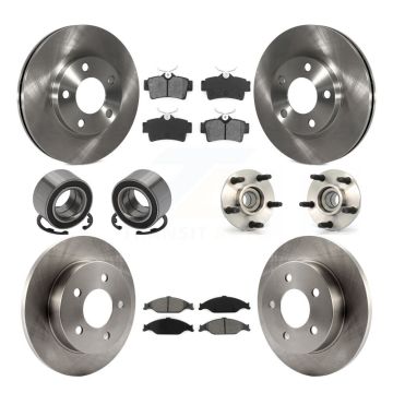 Front Rear Hub Bearing Assembly Disc Brake Rotor And Pad Shoe Kit (10Pc) For Ford Mustang KBB-109882