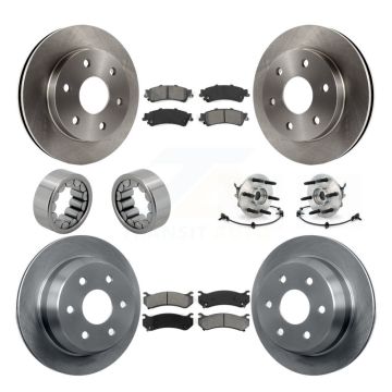 Front Rear Hub Bearing Brake Rotor & Pad Shoe Kit (10Pc) For Chevrolet Silverado 1500 GMC KBB-109891