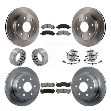Front Rear Hub Bearing Brake Rotor & Pad Shoe Kit (10Pc) For Chevrolet Avalanche 1500 4WD KBB-109893