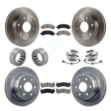 Front Rear Hub Bearing Brake Rotor Pad Shoe Kit (10Pc) For Chevrolet Express 1500 GMC AWD KBB-109895