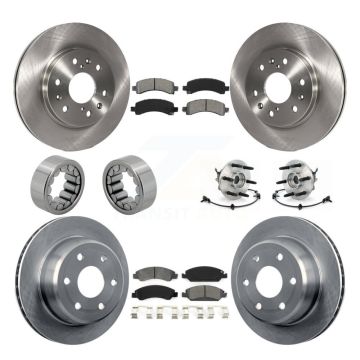 Front Rear Hub Bearing Brake Rotor Pad Shoe Kit (10Pc) For Chevrolet Express 1500 GMC AWD KBB-109896