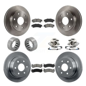 Front Rear Hub Bearing Brake Rotor & Pad Shoe Kit (10Pc) For Chevrolet Silverado 1500 GMC KBB-109898
