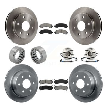 Front Rear Hub Bearing Brake Rotor & Pad Shoe Kit (10Pc) For Chevrolet Avalanche 1500 RWD KBB-109900