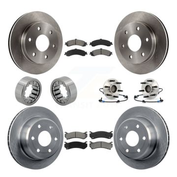 Front Rear Hub Bearing Brake Rotor & Pad Shoe Kit (10Pc) For Chevrolet Avalanche 1500 RWD KBB-109901