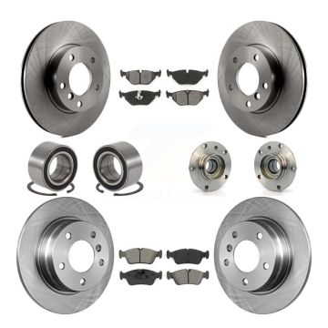Front Rear Hub Bearing Disc Brake Rotor Pad Shoe Kit (10Pc) For BMW 318i 328i 328is 323is KBB-109924