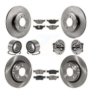 Front Rear Wheel Hub Bearing Disc Brake Rotor And Pads Shoe Kit (10Pc) For 2006 BMW 325Ci KBB-109928
