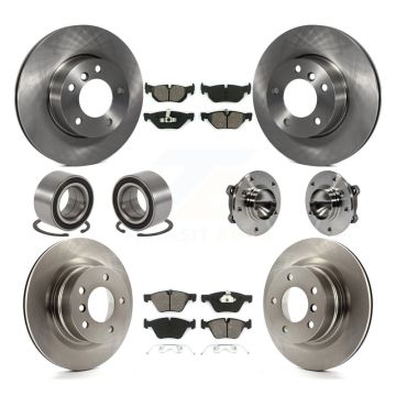 Front Rear Hub Bearing Disc Brake Rotors And Pads Shoes Kit (10Pc) For 2008-2013 BMW 128i KBB-109930
