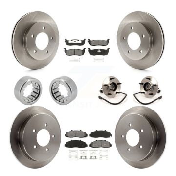 Front Rear Hub Bearing Assembly Disc Brake Rotors And Pads Shoe Kit (10Pc) For Ford F-150 KBB-109987