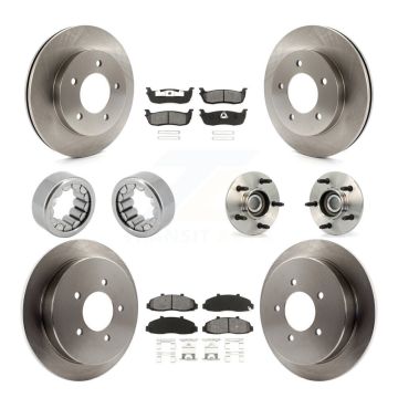 Front Rear Hub Bearing Assembly Disc Brake Rotors And Pads Shoe Kit (10Pc) For Ford F-150 KBB-109990