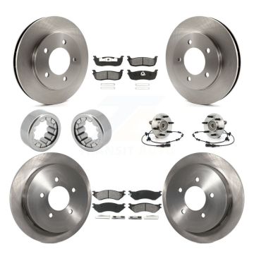Front Rear Hub Bearing Disc Brake Rotor & Pad Shoe Kit (10Pc) For Ford Expedition Lincoln KBB-110005