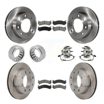 Front Rear Hub Bearing Brake Rotor & Pads Shoe Kit (10Pc) For Hummer H2 With 8 Lug Wheels KBB-110014