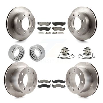 Front Rear Wheel Hub Bearing Disc Brake Rotor And Pads Shoe Kit (10Pc) For Dodge Ram 2500 KBB-110023