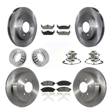 Front Rear Hub Bearing Brake Rotor Pads Shoe Kit (10Pc) For 2006-2008 Lincoln Mark LT 4WD KBB-110028