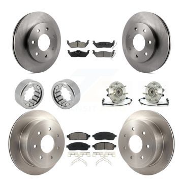 Front Rear Hub Bearing Brake Rotor Pads Shoe Kit (10Pc) For 2006-2008 Lincoln Mark LT 4WD KBB-110030