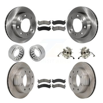 Front Rear Hub Bearing Brake Rotor & Pad Shoe Kit (10Pc) For GMC Chevrolet Silverado 1500 KBB-110033