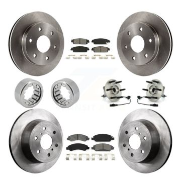 Front Rear Wheel Hub Bearing Disc Brake Rotor And Pad Shoe Kit (10Pc) For GMC Sierra 1500 KBB-110035