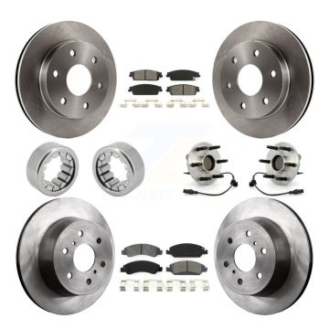 Front Rear Wheel Hub Bearing Disc Brake Rotor And Pad Shoe Kit (10Pc) For GMC Sierra 1500 KBB-110038