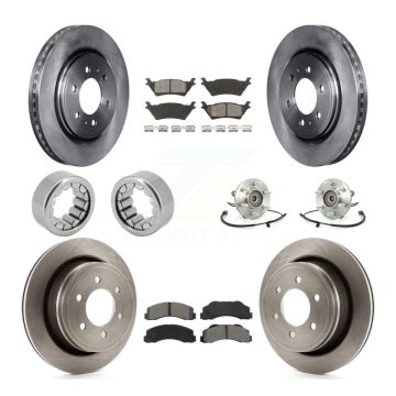 Front Rear Hub Bearing Disc Brake Rotors And Pads Shoe Kit (10Pc) For 2014 Ford F-150 4WD KBB-110057