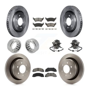 Front Rear Hub Bearing Brake Rotor & Pad Shoe Kit (10Pc) For Ford F-150 With 6 Lug Wheels KBB-110059