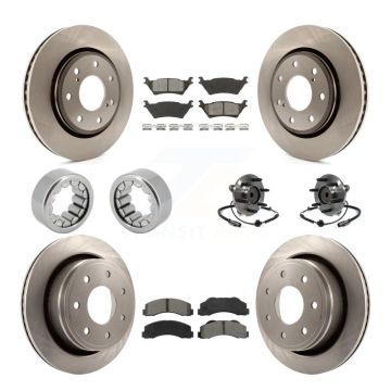 Front Rear Hub Bearing Brake Rotor & Pad Shoe Kit (10Pc) For Ford F-150 With 7 Lug Wheels KBB-110061