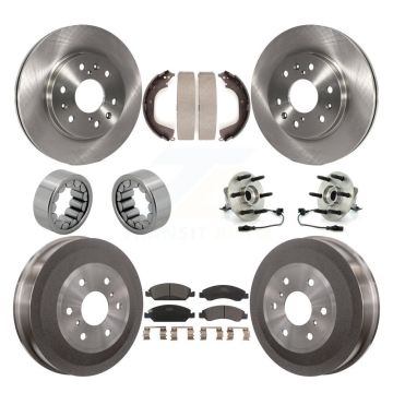 Front Rear Hub Bearing Disc Brake Rotor Pad Shoe Kit (10Pc) For GMC Sierra 1500 Chevrolet KBB-110088