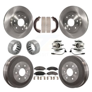 Front Rear Hub Bearing Brake Rotor Pads Shoe Kit (10Pc) For GMC Sierra 1500 Chevrolet RWD KBB-110094