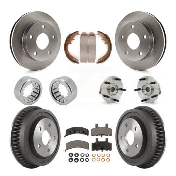 Front Rear Hub Bearings Disc Brake Rotors And Pads Shoes Kit (10Pc) For Dodge Ram 1500 KBB-110128