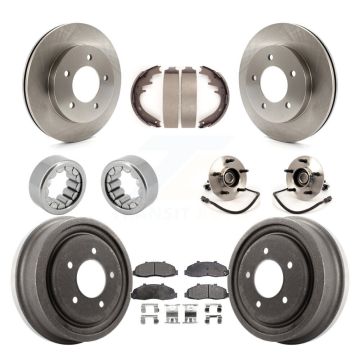 Front Rear Hub Bearing Disc Brake Rotors And Ceramic Pads Shoes Kit (10Pc) For Ford F-150 KBB-110129