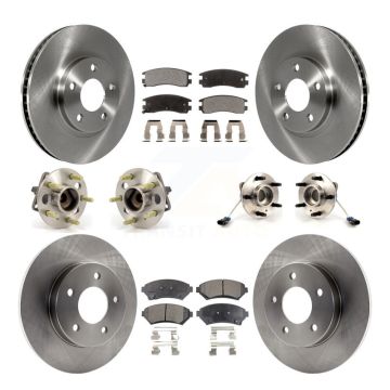 Front Rear Hub Bearing Brake Rotor Pad Kit (10Pc) For Buick Park Avenue Oldsmobile Aurora KBB-110159
