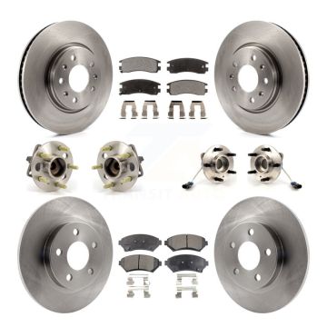 Front Rear Hub Bearing Brake Rotor & Pad Kit (10Pc) For Cadillac Seville With Solid KBB-110162