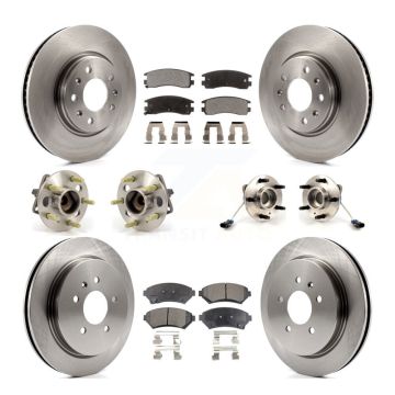Front Rear Hub Bearing Brake Rotor Pads Kit (10Pc) For Cadillac Seville With Vented KBB-110163
