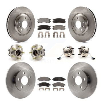 Front Rear Hub Bearing Disc Brake Rotor & Pads Kit (10Pc) For 2004 Pontiac Bonneville GXP KBB-110164