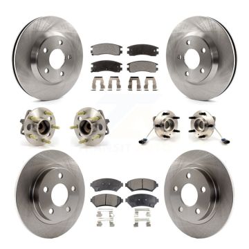 Front Rear Hub Bearing Brake Rotor & Pads Kit (10Pc) For Buick LeSabre Pontiac Bonneville KBB-110168