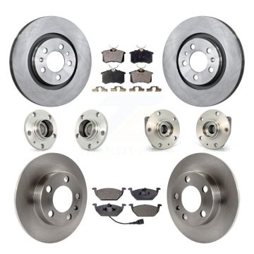 Front Rear Hub Bearing Disc Brake Rotor Pad Kit (10Pc) For 2007-2009 Volkswagen Golf City KBB-110171