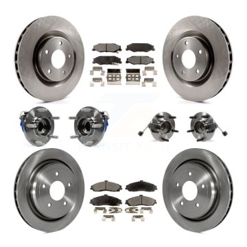 Front Rear Hub Bearing Brake Rotor And Pad Kit (10Pc) For Chevrolet Corvette Cadillac XLR KBB-110180
