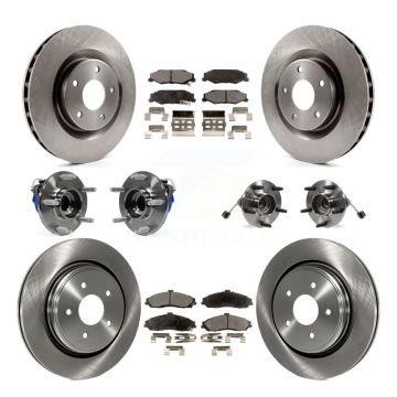 Front Rear Hub Bearing Brake Rotor Pad Kit (10Pc) For Cadillac XLR With Heavy Duty Brakes KBB-110181