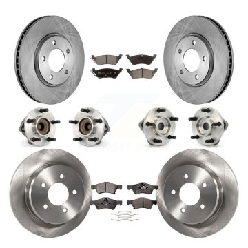 Front Rear Hub Bearing Brake Rotor Pad Kit (10Pc) For Dodge Grand Caravan Chrysler Town & KBB-110192